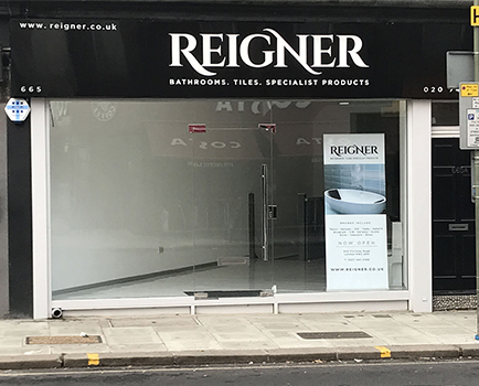 Toughened glass shop front work on reigner showroom by Altus Toughened glass shop front in London
